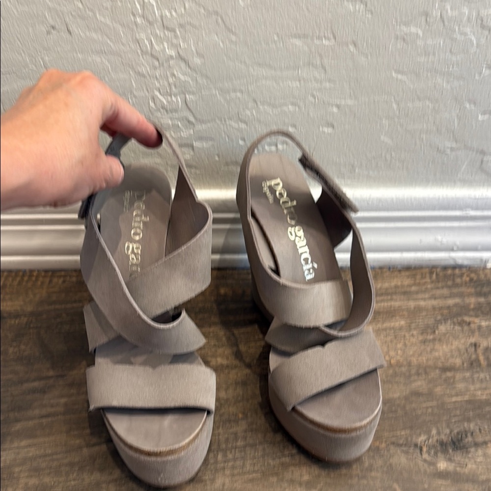 Pedro Garcia Taupe Platform Sandals